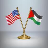 USA and Palestine table flag relation, with gradient background vector