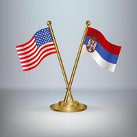 USA and Serbia table flag relation, with gradient background vector