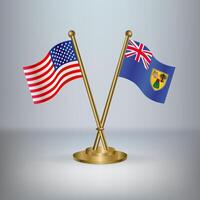 USA and Turk and Caicos table flag relation, with gradient background vector