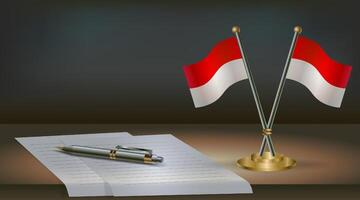 Indonesia table flag on a dark gradient color background table. Illustration vector