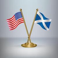 USA and Scotland table flag relation, with gradient background vector