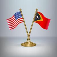USA and East Timor table flag relation, with gradient background vector