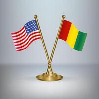 USA and Guinea table flag relation, with gradient background vector