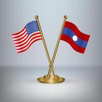USA and Laos table flag relation, with gradient background vector
