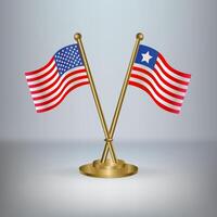 USA and Liberia table flag relation, with gradient background vector