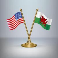 USA and Wales table flag relation, with gradient background vector