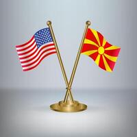 USA and Macedonia table flag relation, with gradient background vector