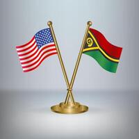 USA and Vanuatu table flag relation, with gradient background vector