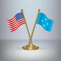 USA and Micronesia table flag relation, with gradient background vector
