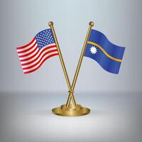 USA and Nauru table flag relation, with gradient background vector
