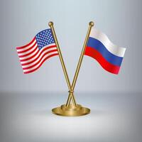 USA and Russian table flag relation, with gradient background vector