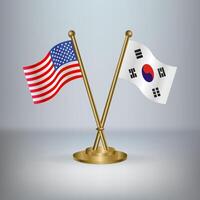 USA and South Korea table flag relation, with gradient background vector