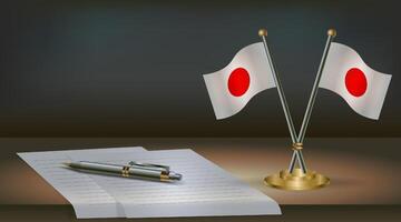 Japan table flag on a dark gradient color background table. Illustration vector