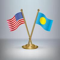 USA and Palau table flag relation, with gradient background vector