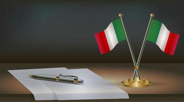 Italy table flag on a dark gradient color background table. Illustration vector