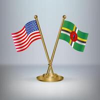 USA and Dominica table flag relation, with gradient background vector