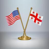 USA and Georgia Republic table flag relation, with gradient background vector