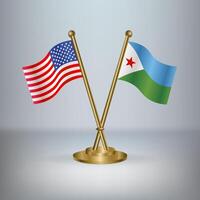USA and Djibouti table flag relation, with gradient background vector