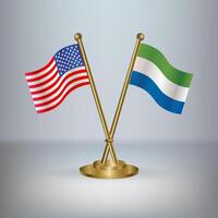 USA and Sierra Leone table flag relation, with gradient background vector
