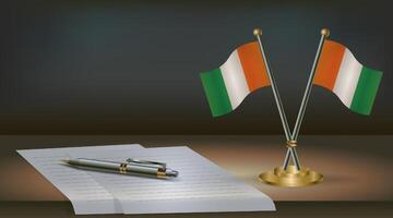 Cote D'Ivoire table flag on a dark gradient color background table. Illustration vector