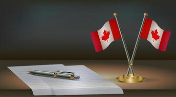 Canada table flag on a dark gradient color background table. Illustration vector