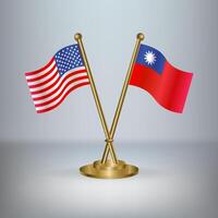 USA and Taiwan table flag relation, with gradient background vector