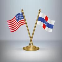 USA and Netherlands Antilles table flag relation, with gradient background vector