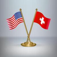 USA and Switzerland table flag relation, with gradient background vector