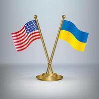 USA and Ukraine table flag relation, with gradient background vector