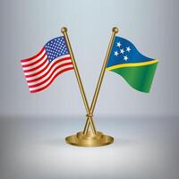 USA and Solomon Islands table flag relation, with gradient background vector