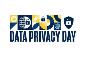 Data Privacy Day. January 28. Holiday concept. Template for background, banner, card, poster with text, EPS10 illustration. vector