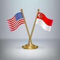 USA and Singapore table flag relation, with gradient background vector