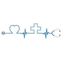 Stethoscope with heartbeat and heart vector