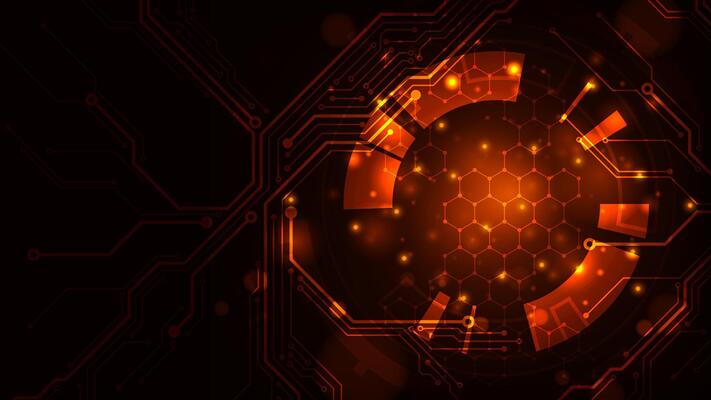 Digital technology with line hexagon concept adstract red light background