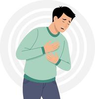 Man Experiencing Chest Pain Illustration of Sadness and Discomfort vector
