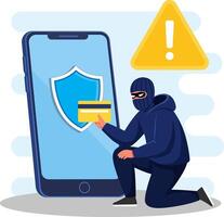 Illustration of a Cyber Security Threat Hacking, Data Breach, and Online Fraud vector