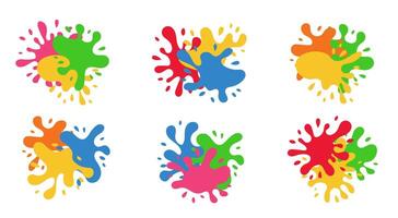 Paint splashes and drops. Set of different clor paint blobs and blots. vector