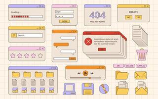 Colorful web interface components and error messages vector