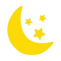 illustration of the yellow moon icon with stars. The weather forecast icon. vector