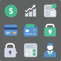 Financial Icons A collection of meticulously crafted financial icons, capturing the essence of modern banking, finance, and digital transactions. These minimalist symbols tell the story of growth. vector