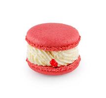 Colorful macaron cakes, Small french muffins. Colorful macarons on a white background with clipping path. photo