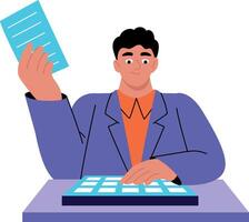 A flat style illustration showing student doing work vector