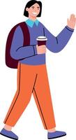 A flat style illustration showing a happy student vector
