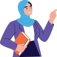A flat style illustration showing a teacher giving lecture vector