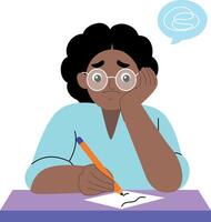 A flat style illustration showing a student thinking vector