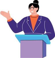 A flat style illustration showing a student giving speech vector