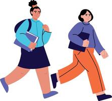 A flat style illustration showing university students vector