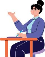 A flat style illustration showing student exam vector