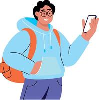 A flat style illustration showing student app vector