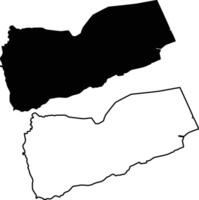 Map of Yemen Silhouette Flat and Outline Design vector
